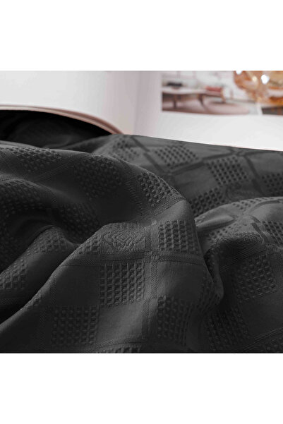 JOJO HOME Bed linen set, fine jacquard, 6 pieces, 230x250cm, Black