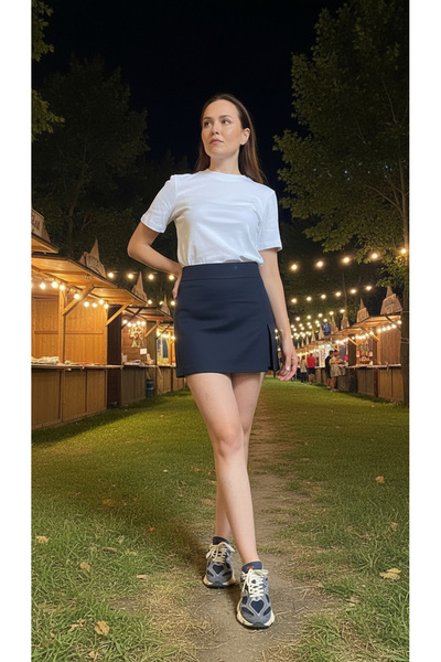 VATKA STUDİO VATKA Yırtmaçlı Şort Etek