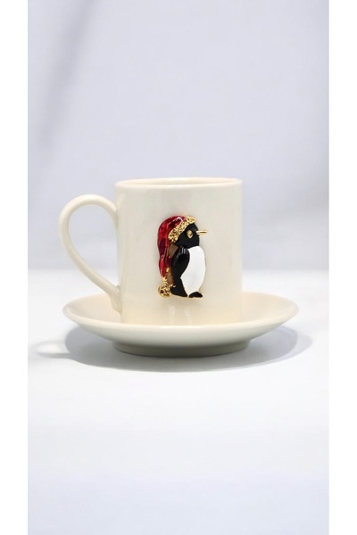 iQey Home New Year's Penguin Detailed New Year's Porcelain Cup Set - for 2 People