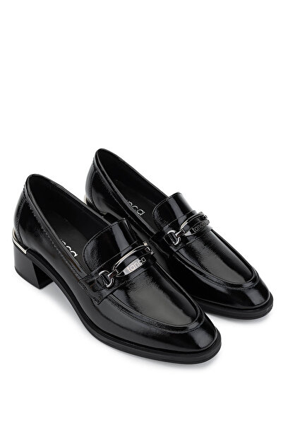 Tamer Tanca Women's Genuine Leather Black Patent Leather Loafer Shoes