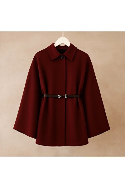 vieso Kadın Kemerli Kaşe Panço