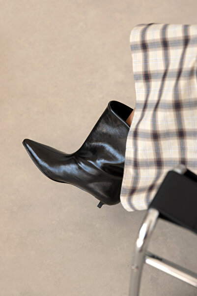 wolk shoes Morbey Kadın Pino Ökçe Kırışık Deri Bot