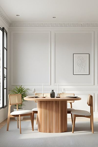 Woodenbend Mirla Oval Natural Ahşap 80x130 Ahşap Yemek Masası Takımı – 4 Kişi...