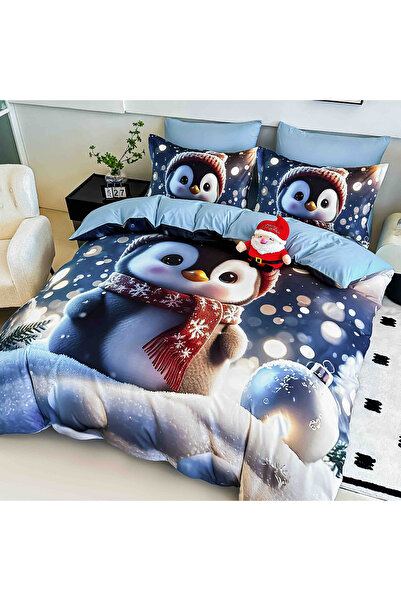 JOJO HOME 5D bedding set, 6 pieces, with elastic, Digital print, with elastic, 180x200cm, Baby penguin