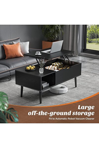 Chulovs Lift-Top Coffee Table with Hidden Storage, Black