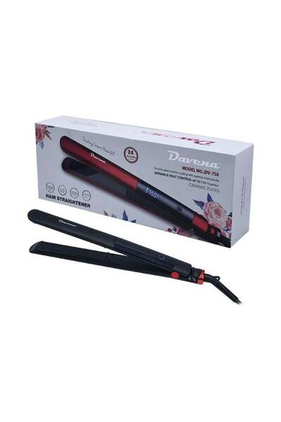 Davena مكواة شعر سيراميك للشعر النحيف مع شاشة عرض رقمية 750 فهرنهايت - اسود د...