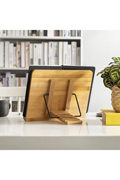 007 حامل كتب Wishacc من الخيزران قابل للتعديل مع مشابك صفحات - حامل متين محمو...