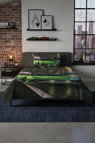 milroma Green Sports Car Themed Children's Pique Set