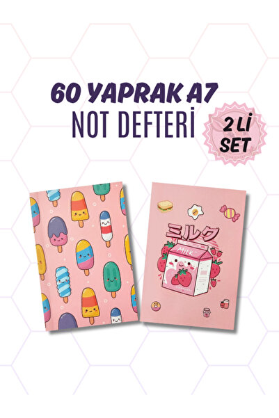 Ceylan Kırtasiye 2li Not Defteri Seti 7.5 cm x 11 cm A7 Çizgisiz 60 Yaprak A7...