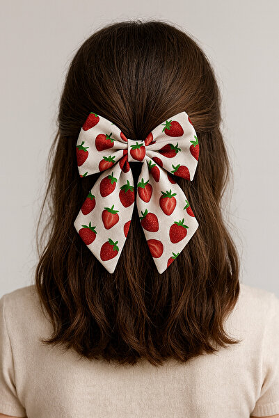 Merve Nayir Κορδέλα με φιόγκο με σχέδιο φράουλας