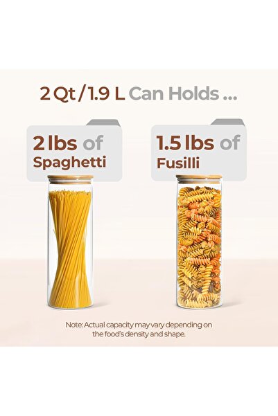 ComSaf 3×1.9 L Airtight Glass Jars with Bamboo Lids for Food Storage