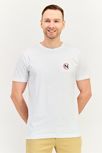 Nautica Men Crew Neck Short Sleeve Embroidered T-Shirt, White
