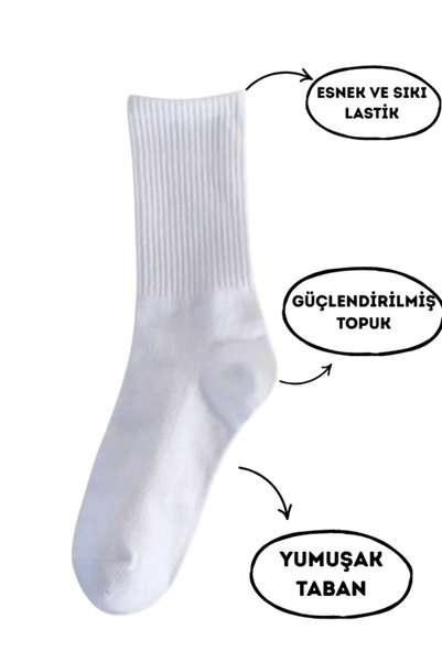 hırçın 6 Pairs of Unisex Cotton Economic Solid Black and White Tennis Socks