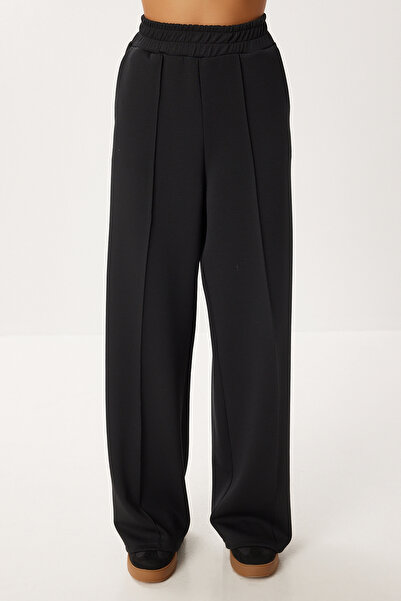 Lovelyİstanbul Kontrast Şeritli Modal Alt-Üst Takım LZV0037 SİYAH