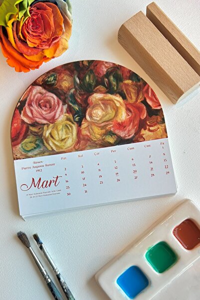 MSticker 2026 Sanat Temalı Masa Takvimi | Ünlü Tablo Koleksiyonu | Ahşap Standlı Dekoratif Takvim | Klasikler