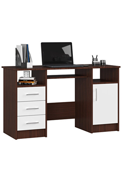 SERSIMO Birou de calculator ANA, cu 3 sertare și 1 ușă, 124x52x74 cm, maro we...