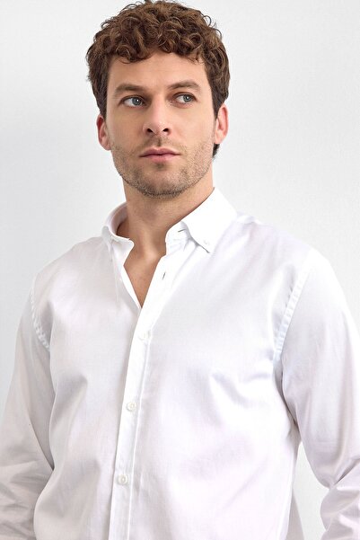 Back And Bond Cămașă albă cu guler obișnuit