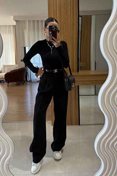 Gizem Ecemiş Lucid Siyah Palazzo İç Göstermeyen Pantolon