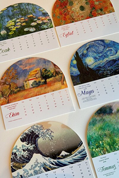 MSticker 2026 Sanat Temalı Masa Takvimi | Ünlü Tablo Koleksiyonu | Ahşap Standlı Dekoratif Takvim | Klasikler