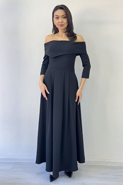 zks grup tekstil Women's Detachable Floral Detail Madonna Collar Midi Length Dress Beige, Burgundy, Black, Red, White