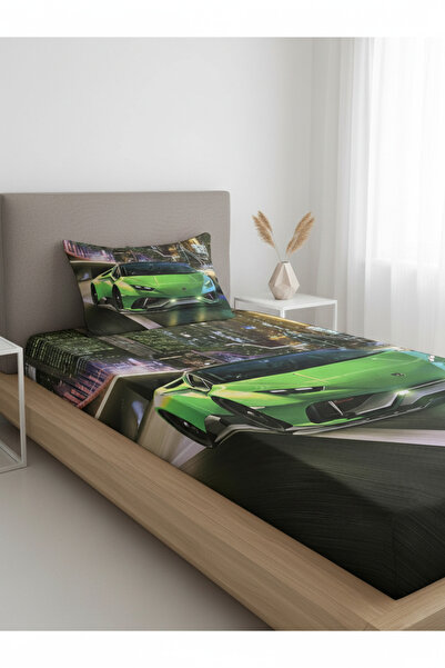 milroma Green Sports Car Themed Children's Pique Set