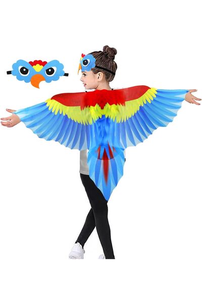 AZONEE زي طائر للأطفال (بومة/نسر) مع قناع وأجنحة - أحمر