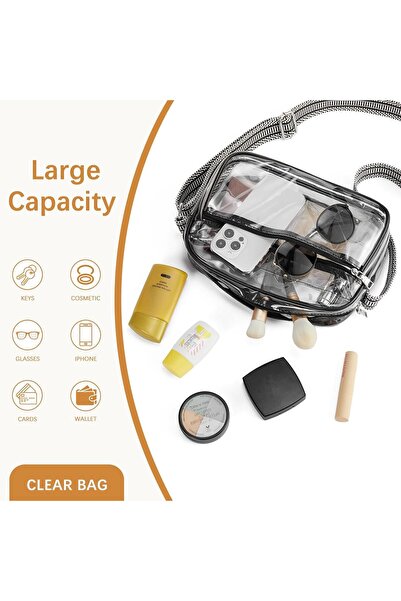 BOSTANTEN Crossbody Bag for Women - Stadium Approved Clear Purse with Adjustable Guitar Strap