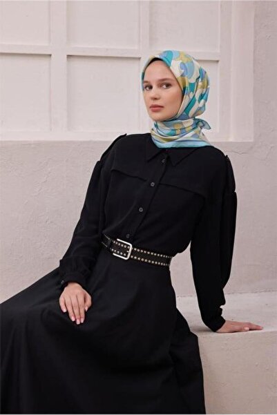 Belli Tivil Pure Silk Scarf 4213 - 38 Μπλε αφηρημένο σχέδιο