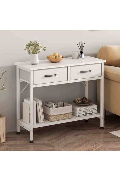 Venpara Console Table for Entryway, Sofa Table with 2 Large Drawers, 2-Tier Storage Organizer
