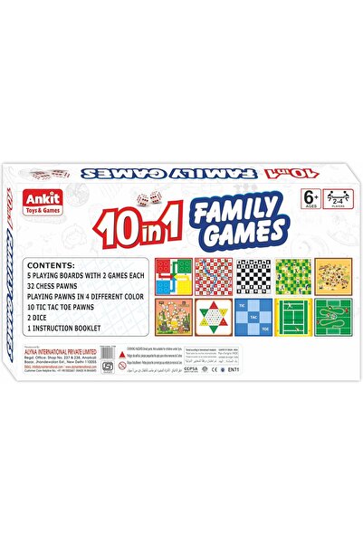 Generic 10-in-1 Family Board Games Set - Ludo, Chess, Snakes & Ladders, Tic Tac Toe | Ankit Toys & Games