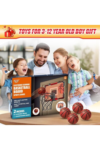 Flippy Kids Basketball Hoop with Electronic Scoreboard, Ball & Pump, Indoor/Outdoor, Multicolor