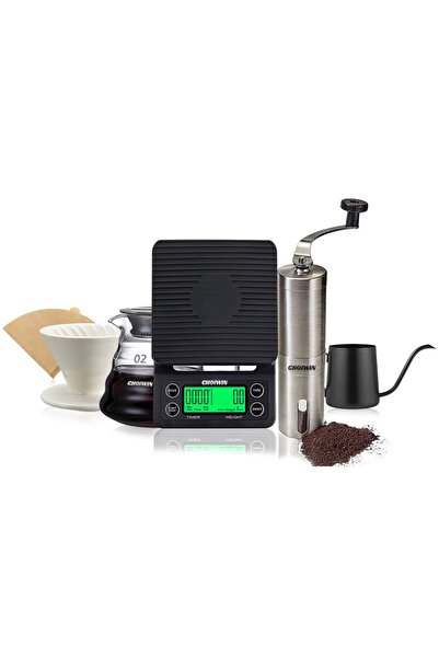 CHOIWIN V60 Coffee Set 6 Piece Coffee Drip Coffee Making Kit Premium Pour Over Manual Grinder Dripper