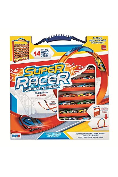 OEM Multi-level parking garage playset with track and 14 toy cars