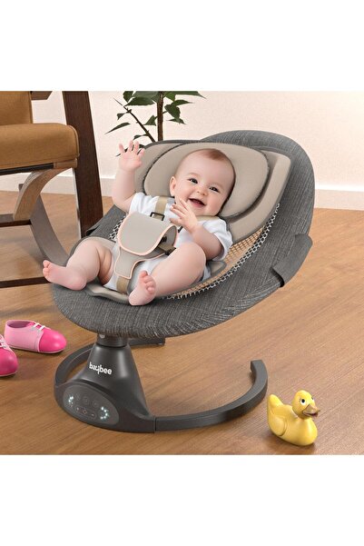 BAYBEE أرجوحة أطفال كهربائية فاخرة بخمس سرعات وموسيقى هادئة