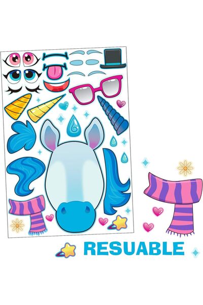 JOYIN 36-Piece Make-A-Face Unicorn Mix-and-Match Sticker Sheets, Party Supplies for Kids