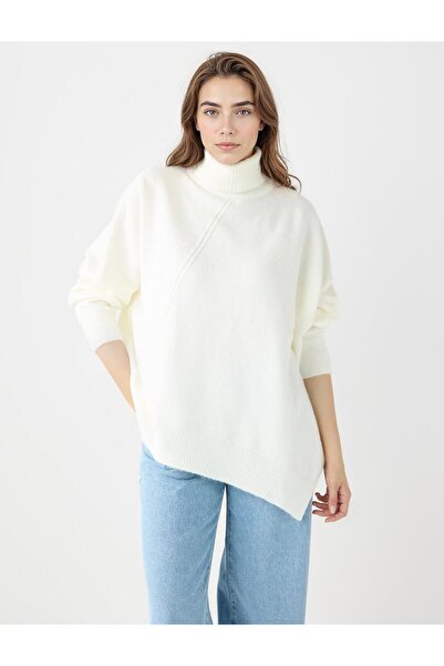 Jimmy Key Крем-колірний светр з рибальським коміром і низькими плечима