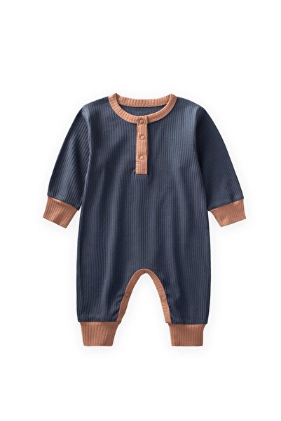 Cigit Piped Detail Jumpsuit 0-2 Years Old Navy Blue