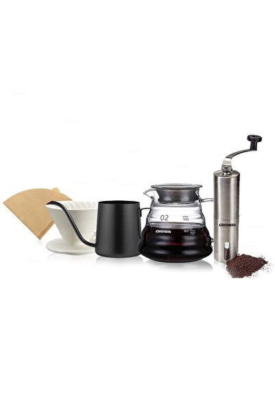 CHOIWIN V60 Coffee Set 6 Piece Coffee Drip Coffee Making Kit Premium Pour Over Manual Grinder Dripper