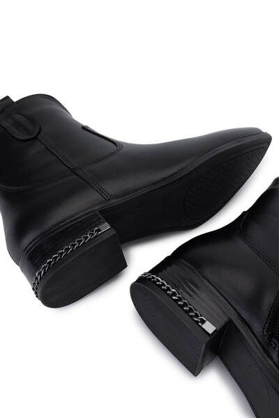 Tamer Tanca Kadın Hakiki Deri Siyah Deri Topuklu Bot