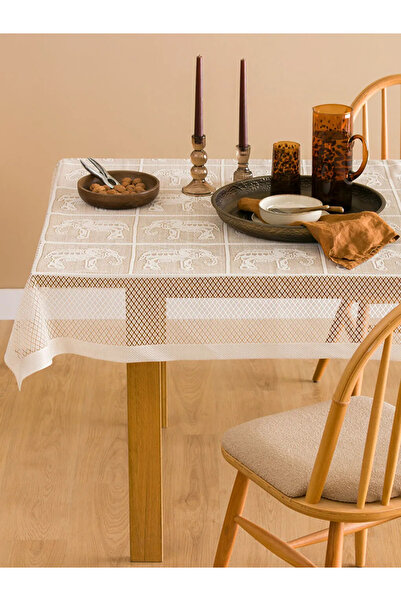 LC Waikiki Lcw Home Beige Elephant Printed Tablecloth 150X150 cm