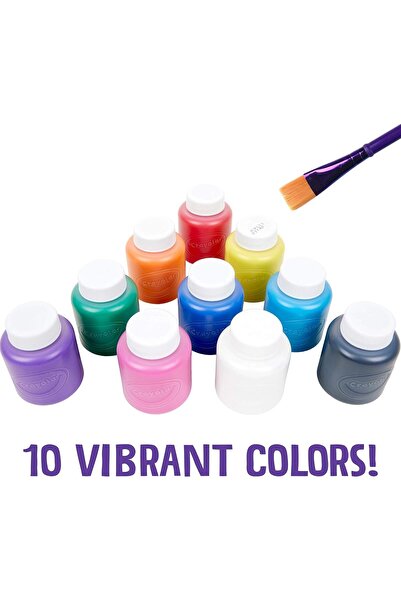 Crayola Washable Kids' Paint, Assorted Colors, 10 ea, 59.0 ml