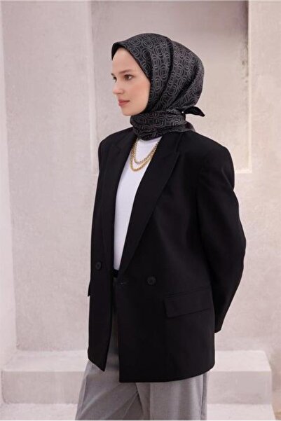 Belli Tivil Pure Silk Scarf 4215 - 59 Αφηρηματικό σχέδιο μαύρου καπνού