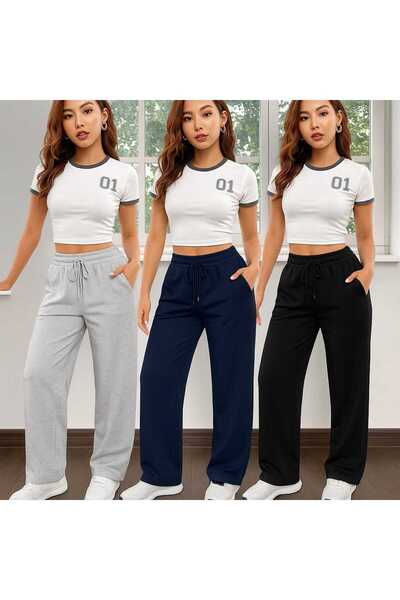 BERYY MODA Χειμερινό τριπλό μαύρο γκρι ναυτικό μπλε παντελόνι φόρμας