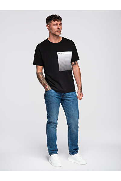 OMBRE Men's Cotton T-Shirt with Graphic Print - Black V2 OM-TSPT-0246