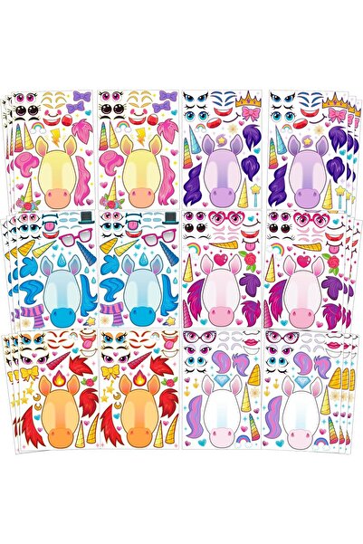 JOYIN 36-Piece Make-A-Face Unicorn Mix-and-Match Sticker Sheets, Party Supplies for Kids