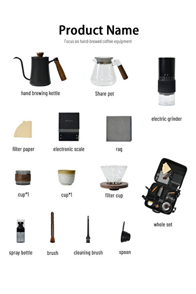 CHOIWIN V60 Coffee Maker Set, 12 Piece Coffee Drip Set With Carbon Fiber Handbag Coffee Maker Set