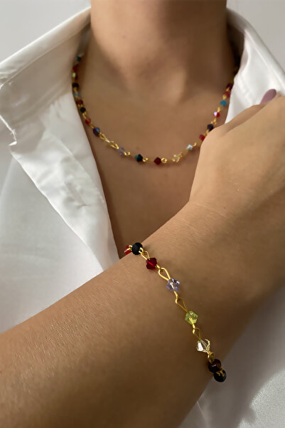 Liveyn Design Multicolored Necklace Bracelet Set