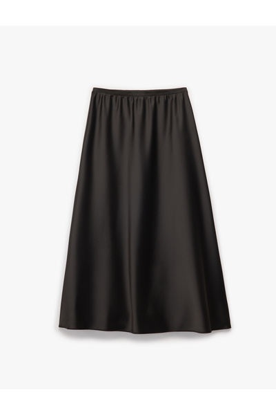 Koton Black Women's Satin Midi Skirt