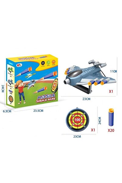 Flippy Children's Toy Launcher Manual Launch Target Plane with 20 Soft Bullets, Grey