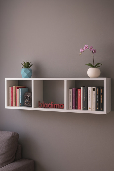 Bladimo Bladiva Duvar Rafı Kitaplık Dekoratif Raf Beyaz